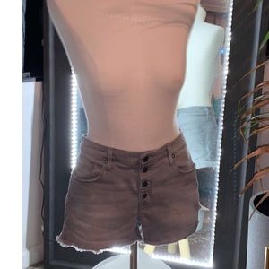 High Waisted Grey W Denim Shorts